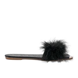 Chaussons noirs à plumes de vampi le noir