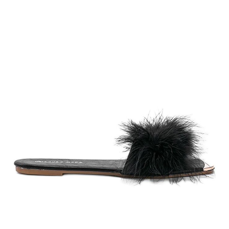 Chaussons noirs à plumes de vampi le noir