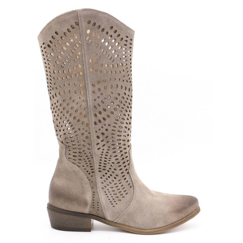 Exousite Boots femme cuir ajouré 1229 gris