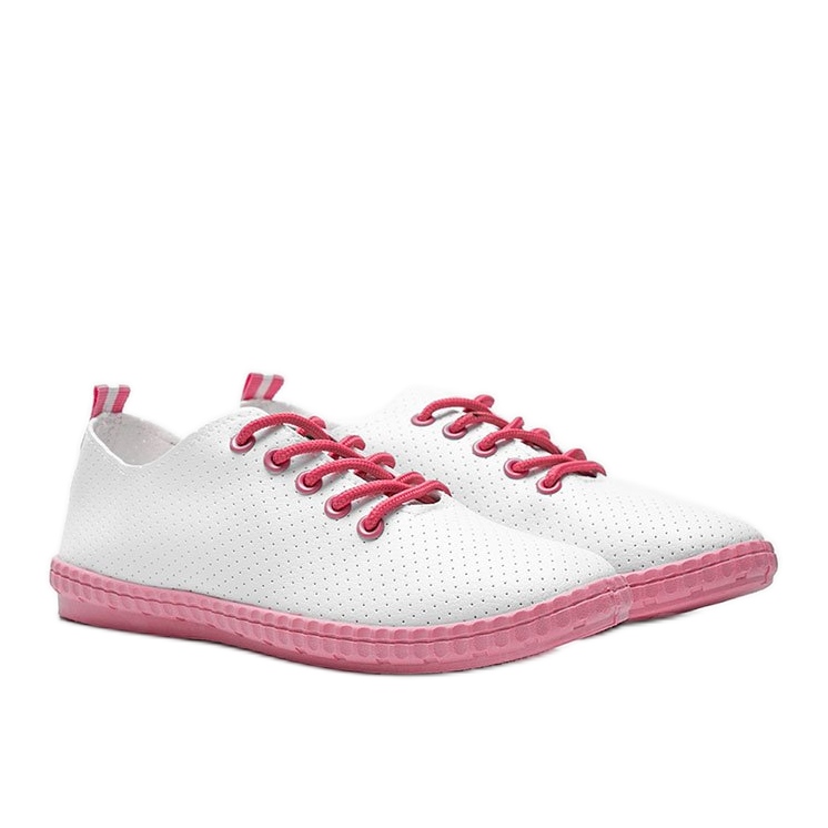 BM Laisse-moi des baskets ajourées blanches et roses