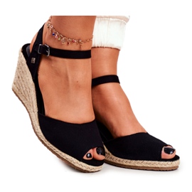 Sandales pour femmes sur un coin tressé Big Star noir DD274A209