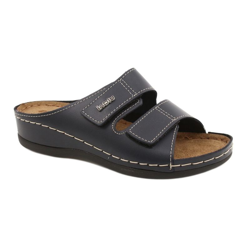 Pantoufles en cuir féminine inblu 158d106 bleu marine