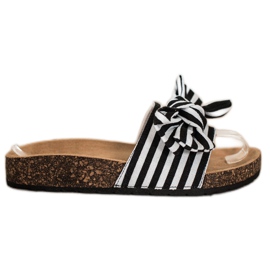 SHELOVET Pantoufles À Rayures À La Mode blanc noir