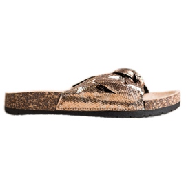 SHELOVET Chaussons brillants avec un nœud doré