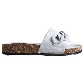 SHELOVET Pantoufles À La Mode Avec Ornement gris SHELOVET Pantoufles À La Mode Avec Ornement gris