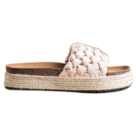 SHELOVET Tongs Espadrilles Tressées beige