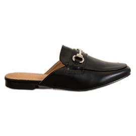 SHELOVET Pantoufles élégantes avec ornement le noir SHELOVET Pantoufles élégantes avec ornement le noir
