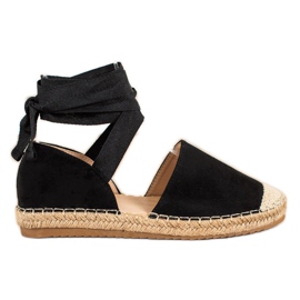 SHELOVET Espadrilles nouées à la mode noir