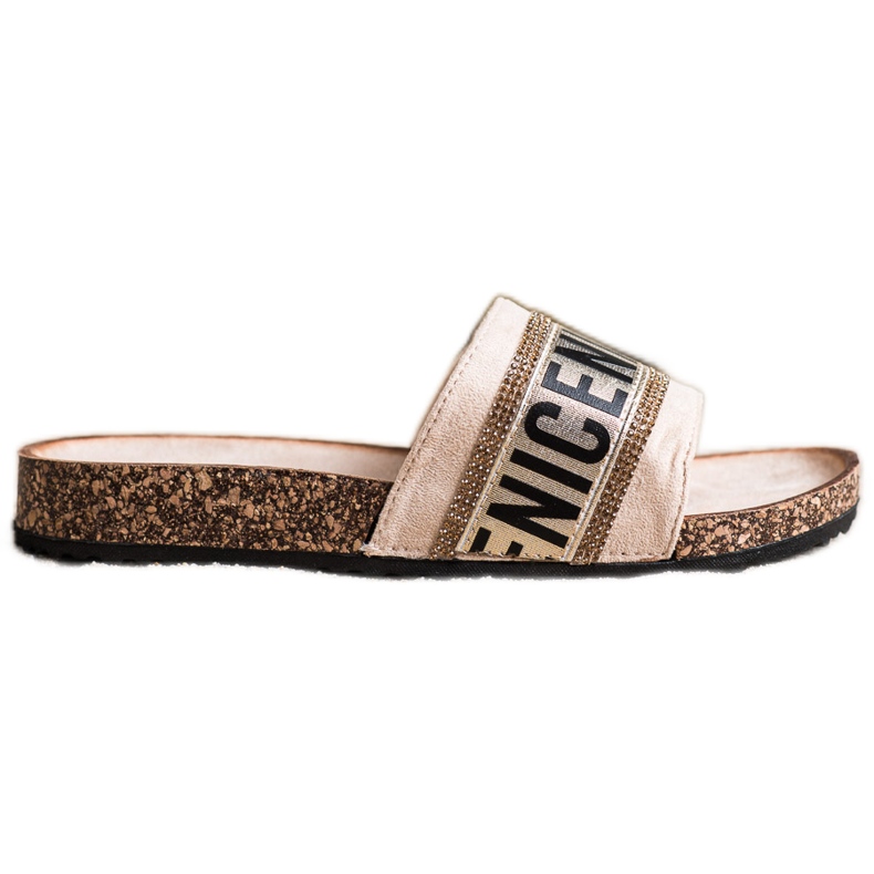 Mode pantoufles Vinceza beige