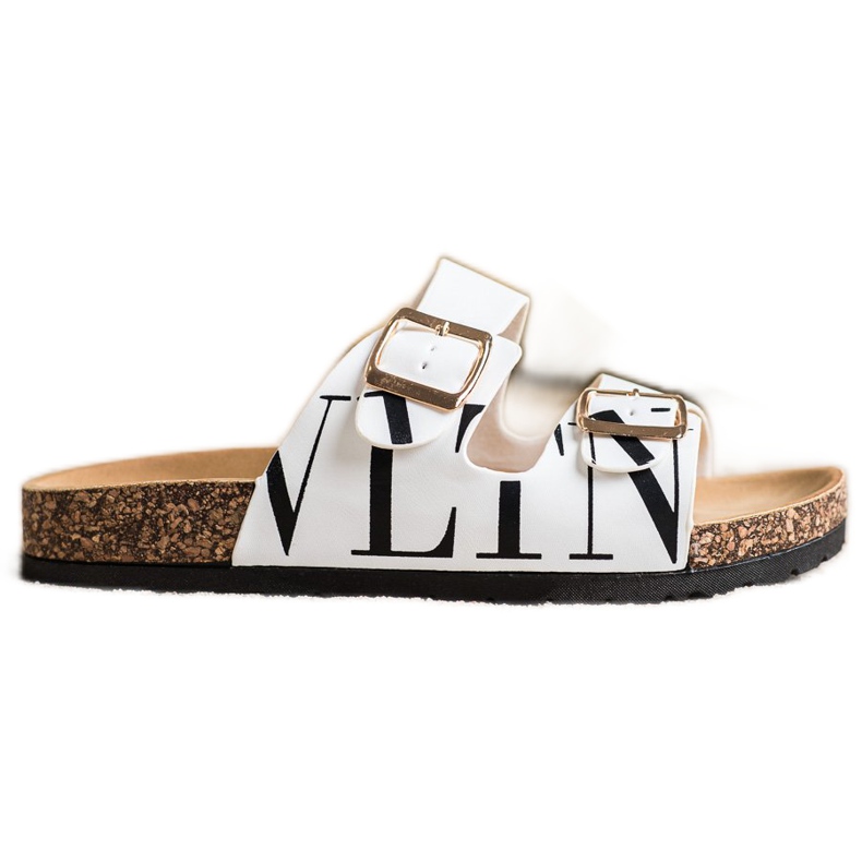 SHELOVET Pantoufles confortables en cuir écologique blanche SHELOVET Pantoufles confortables en cuir écologique blanche