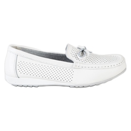 Goodin Chaussures en cuir avec un nœud blanche