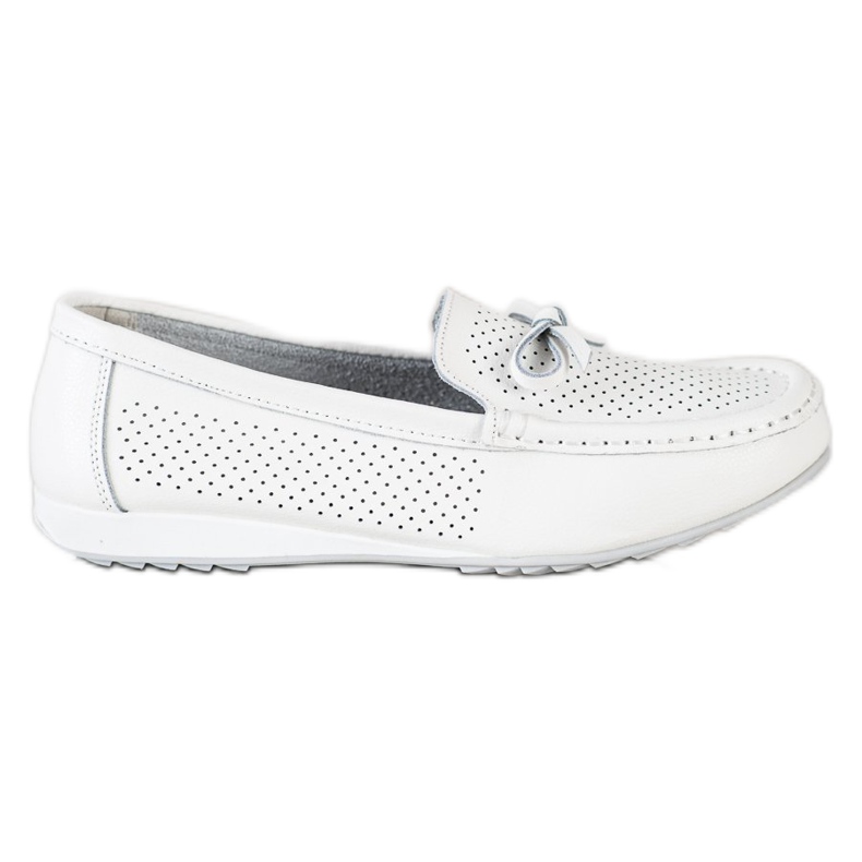 Goodin Chaussures en cuir avec un nœud blanche