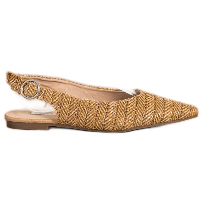 SHELOVET Escarpins en paille à talon ouvert brun