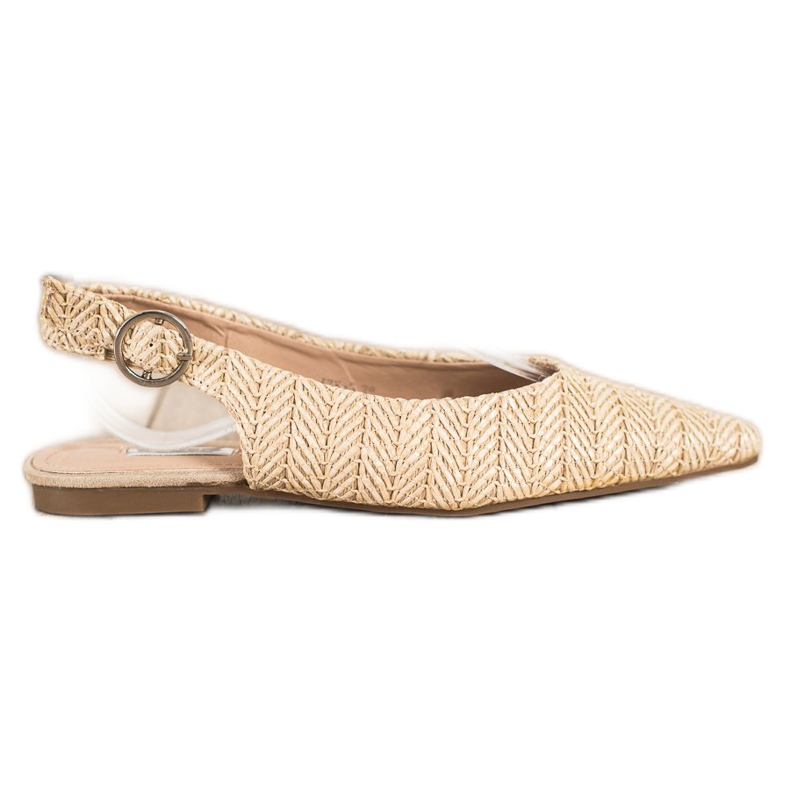 SHELOVET Escarpins en paille à talon ouvert beige