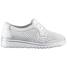 Goodin Chaussures en cuir ajouré blanc