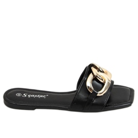 Chaussons carrés avec une chaîne noir CK206P Noir le noir