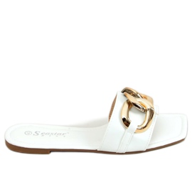Chaussons carrés avec une chaîne blanc CK206P Blanc