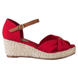 Goodin Sandales compensées en textile rouge Goodin Sandales compensées en textile rouge