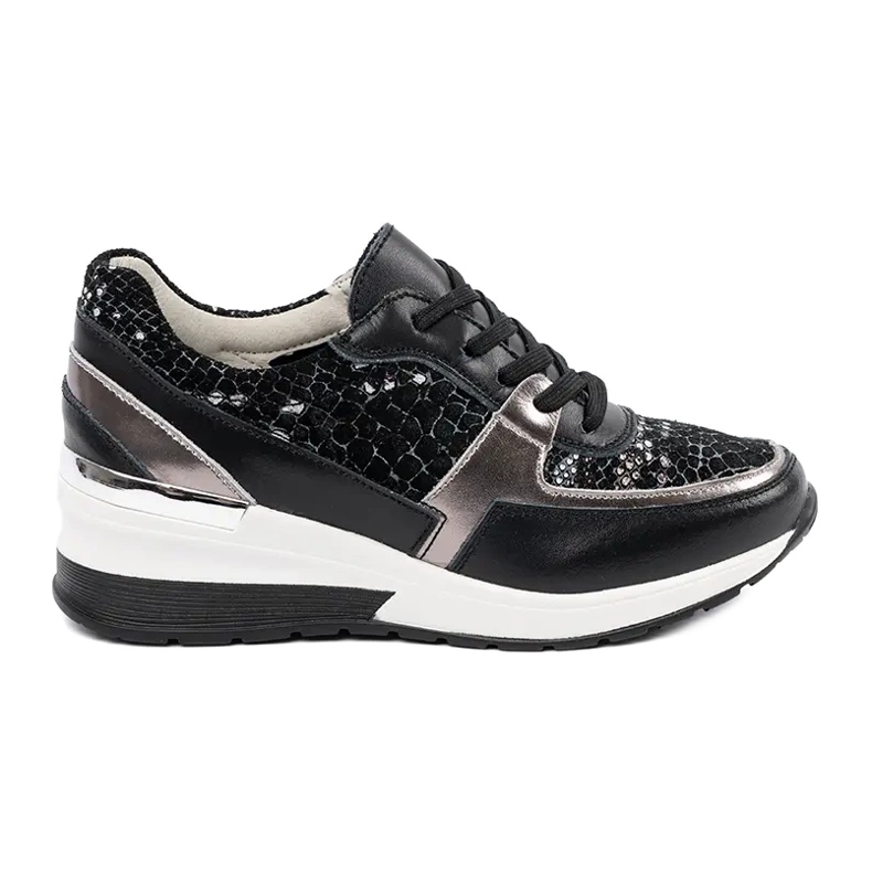 Goodin Baskets en cuir noires à imprimé serpent le noir