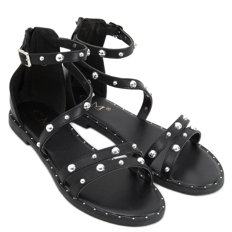 Sandales sur un talon bas noir B7922 Noir le noir