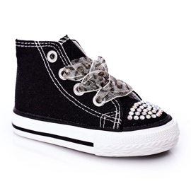 Baskets noires Smile pour enfants avec zircone cubique