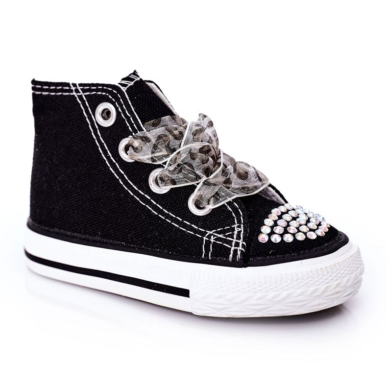 Baskets noires Smile pour enfants avec zircone cubique le noir