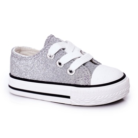 Baskets Enfant Paillettes Argentées Bling-Bling