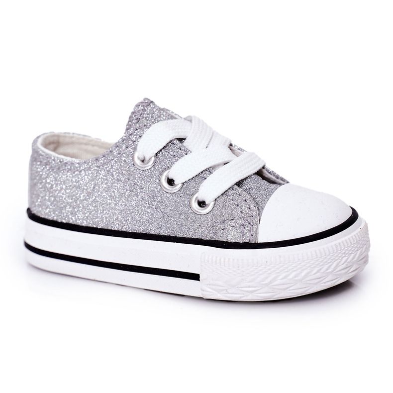 Baskets Enfant Paillettes Argentées Bling-Bling