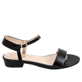 Sandales noires à talons plats F9020 Noir