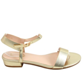 Sandales plates avec de l'or F9020 Gold doré