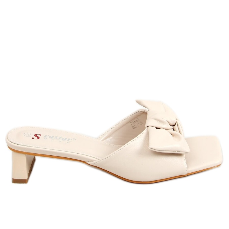 Chaussons sur un talon design beige T388P Beige