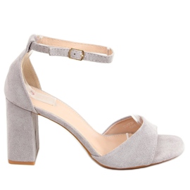 Sandales à talons carrés, daim gris TU173P Gris