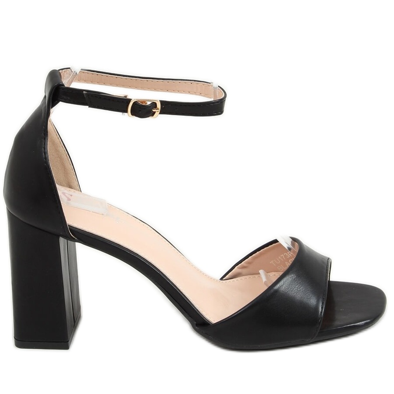 Sandales à talons carrés, noir TU173P-PU Black Pu le noir