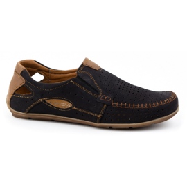 Olivier Chaussures homme mocassins 91K été daim noir