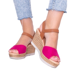 Sandales compensées roses Roki