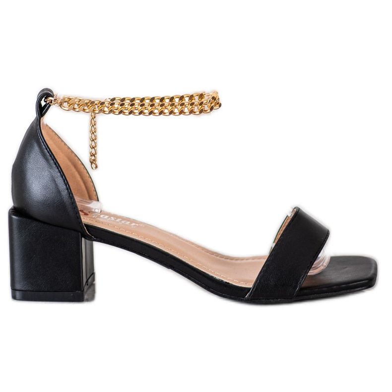 Seastar Sandales avec une chaîne décorative le noir d'or