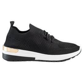 SHELOVET Baskets à enfiler confortables le noir