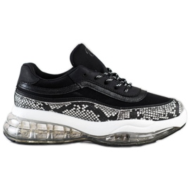 SHELOVET Baskets sur une plate-forme transparente blanche le noir