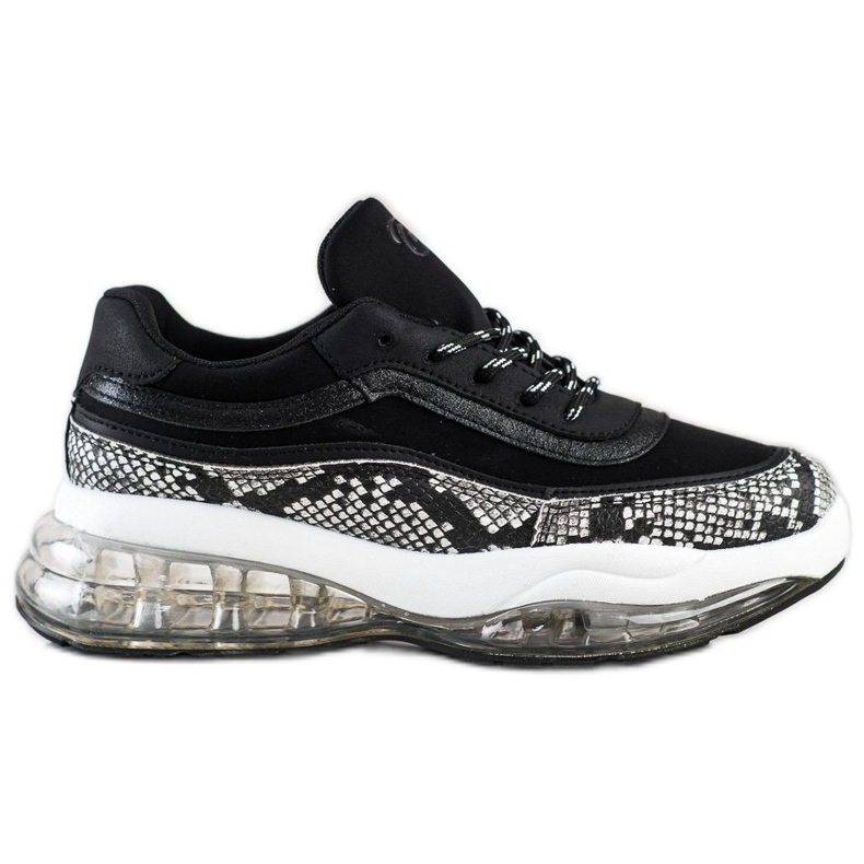 SHELOVET Baskets sur une plate-forme transparente blanche le noir