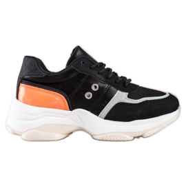 SHELOVET Baskets confortables à la mode noir orange argent