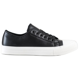 SHELOVET Baskets noires avec cuir écologique le noir SHELOVET Baskets noires avec cuir écologique le noir