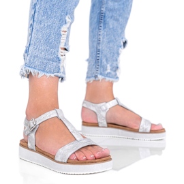 Sandales argentées au motif peau de serpent Kiko