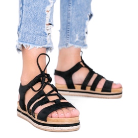 Sandales noires à lacets Layla