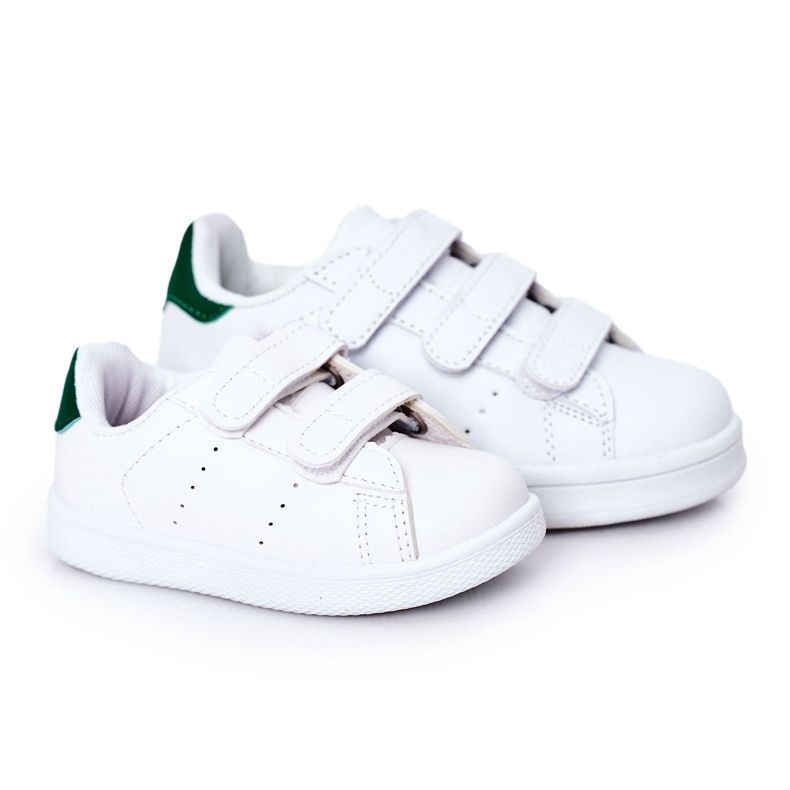 Baskets blanches et vertes pour enfants California avec velcro Baskets blanches et vertes pour enfants California avec velcro
