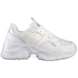Weide Baskets en cuir écologique à imprimé serpent blanche