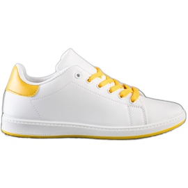 SHELOVET Baskets blanches avec cuir écologique jaune