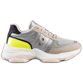 SHELOVET Baskets confortables à la mode argent multicolore