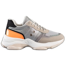 SHELOVET Baskets confortables à la mode argent multicolore