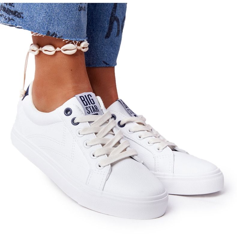 Baskets Cuir Femme Big Star BB274211 Blanc et Bleu Marine blanche Baskets Cuir Femme Big Star BB274211 Blanc et Bleu Marine blanche