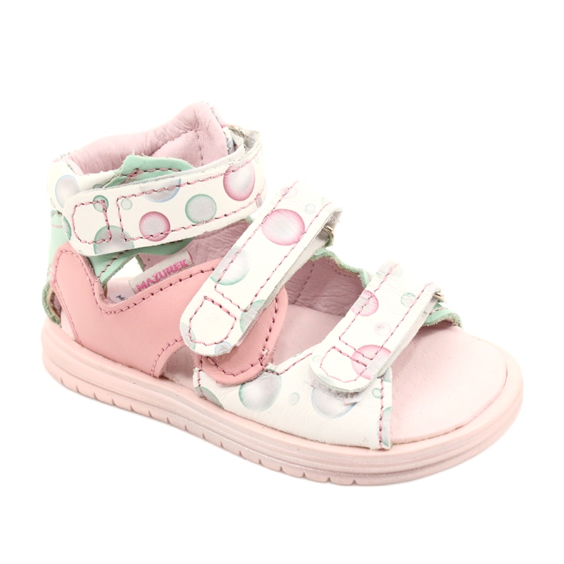 Sandales hautes prophylactiques Mazurek 1291 blanche rose vert Sandales hautes prophylactiques Mazurek 1291 blanche rose vert